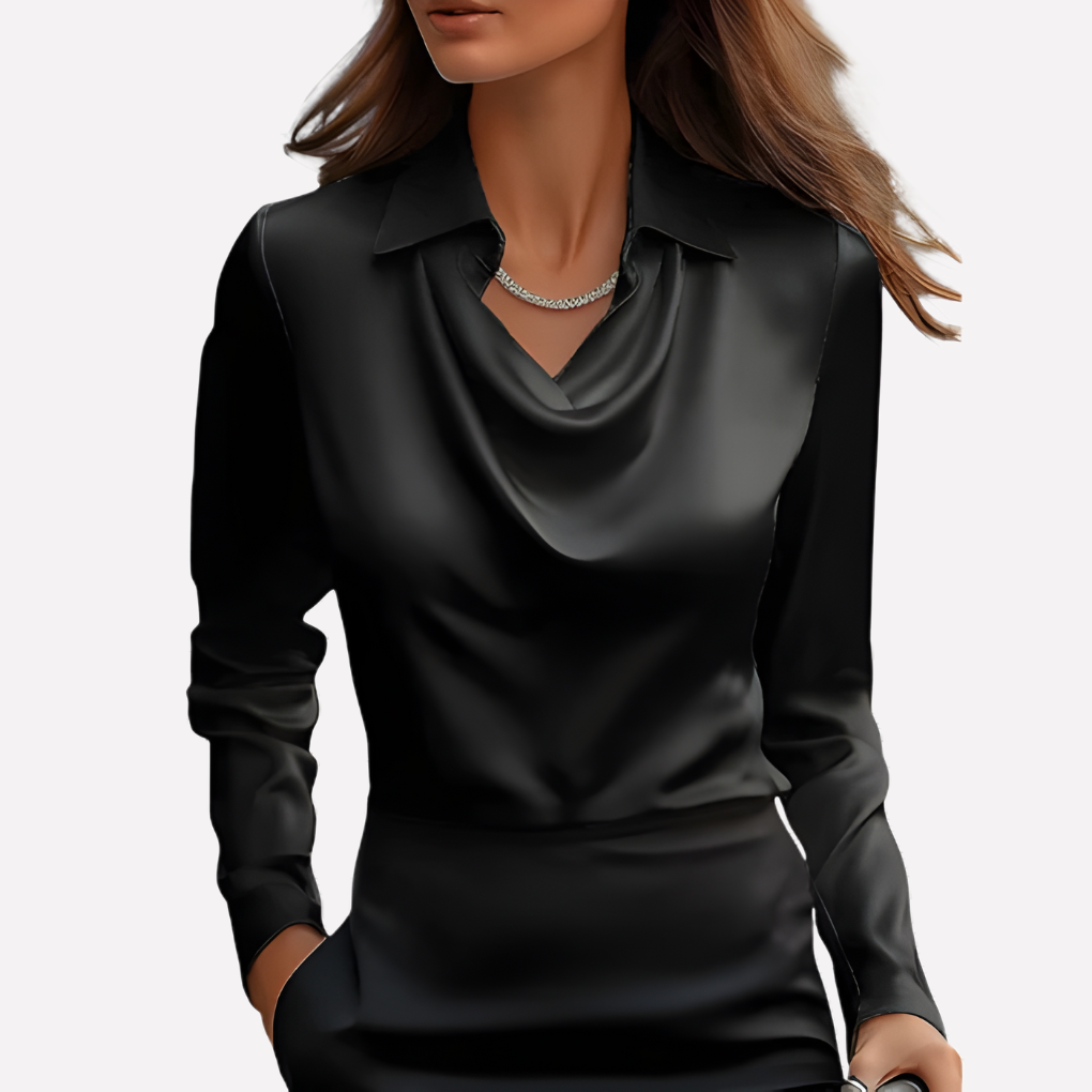 Olvoria | Women's Cowl Neck Long Sleeve Blouse