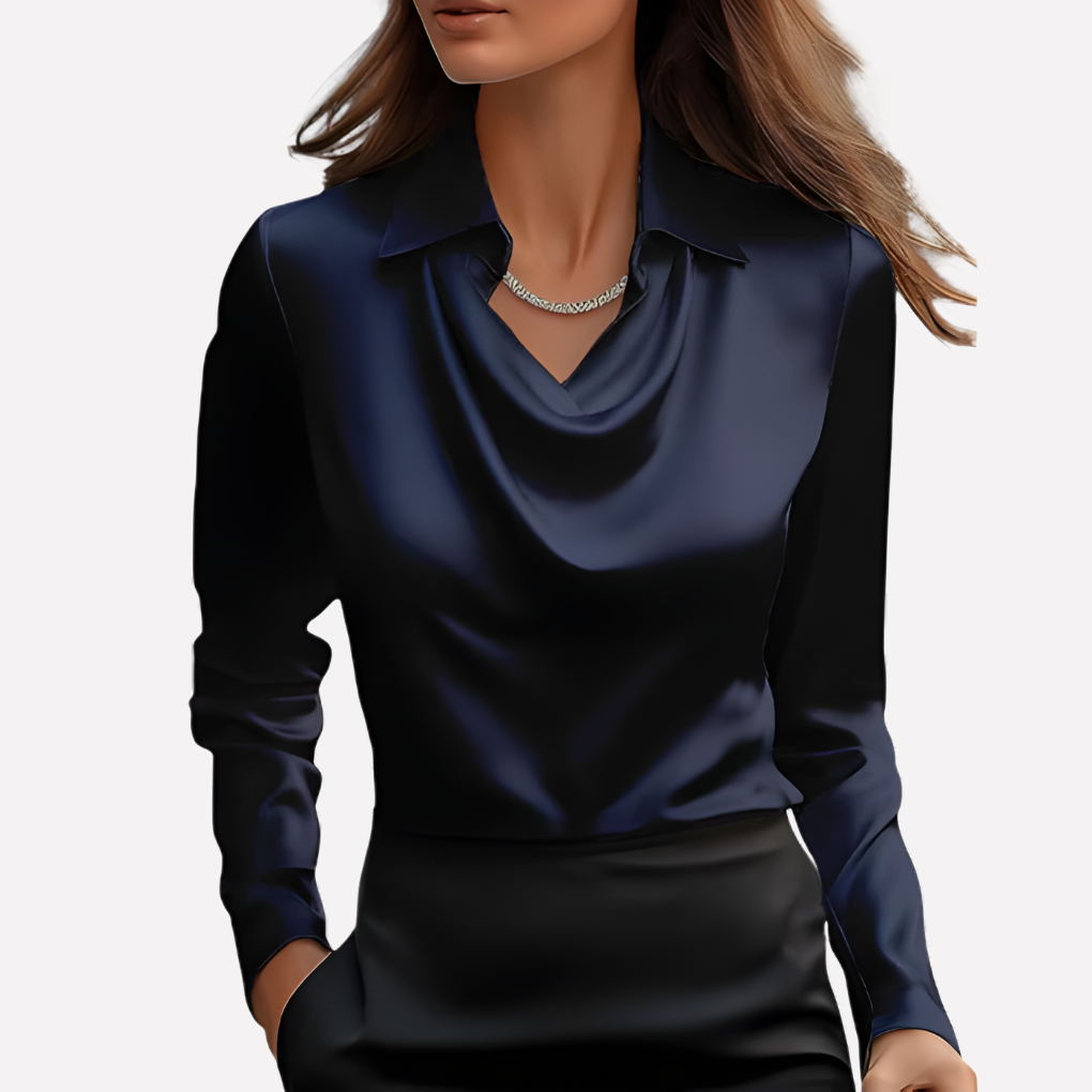 Olvoria | Women's Cowl Neck Long Sleeve Blouse