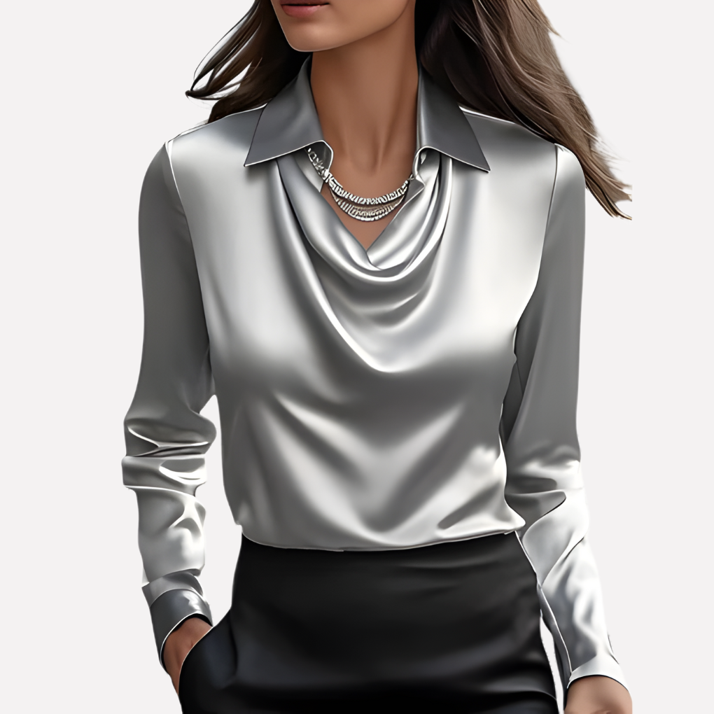 Olvoria | Women's Cowl Neck Long Sleeve Blouse