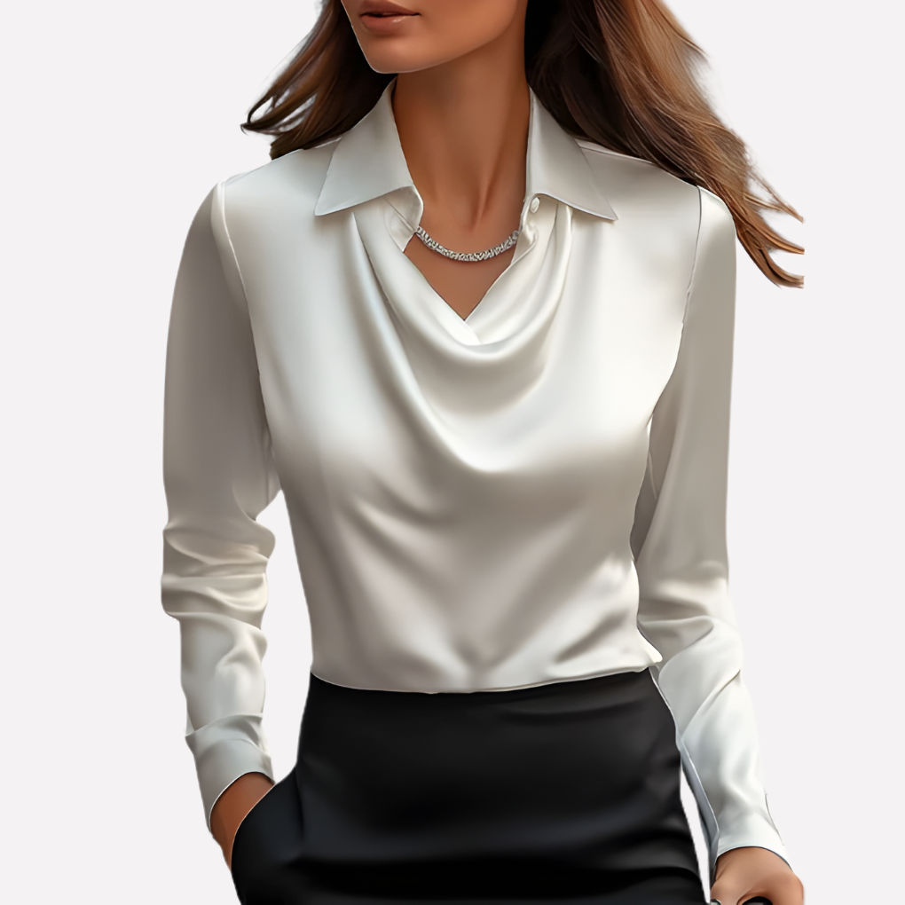 Olvoria | Women's Cowl Neck Long Sleeve Blouse