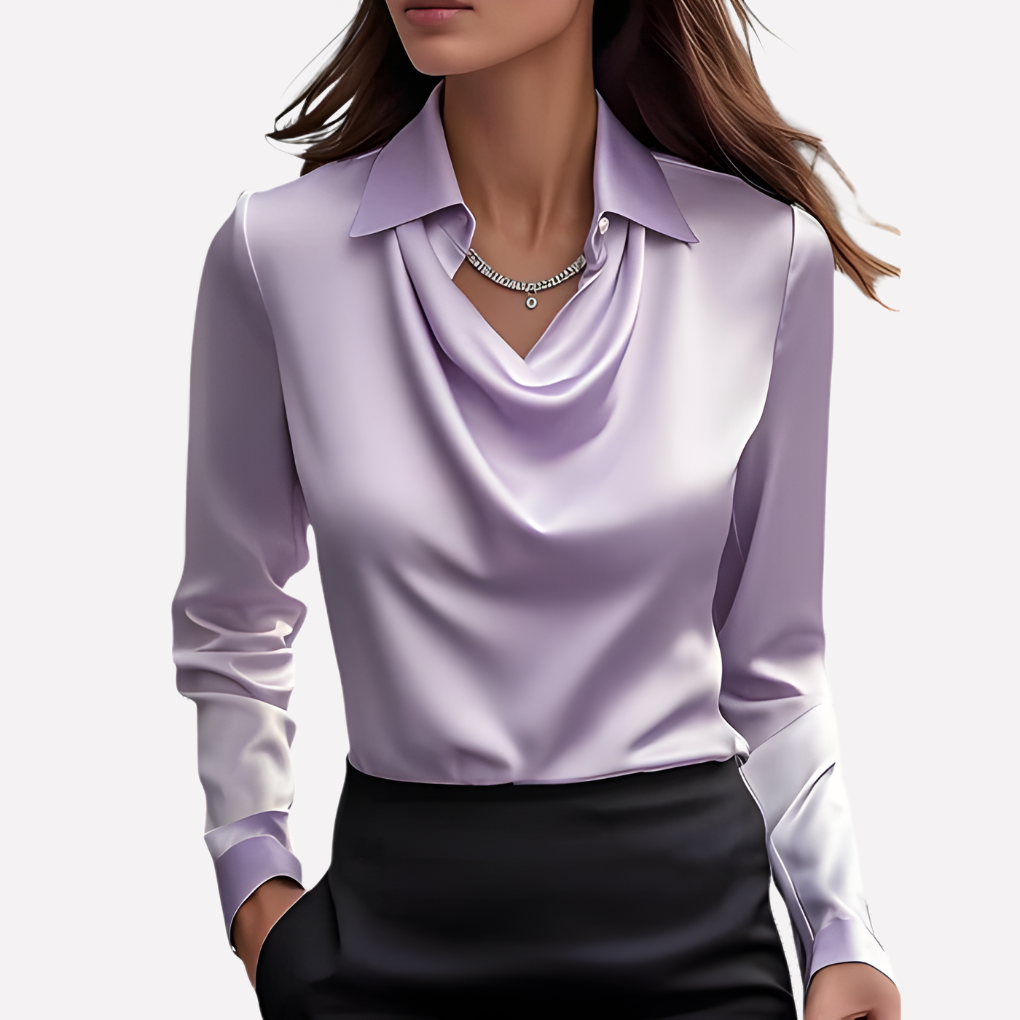 Olvoria | Women's Cowl Neck Long Sleeve Blouse