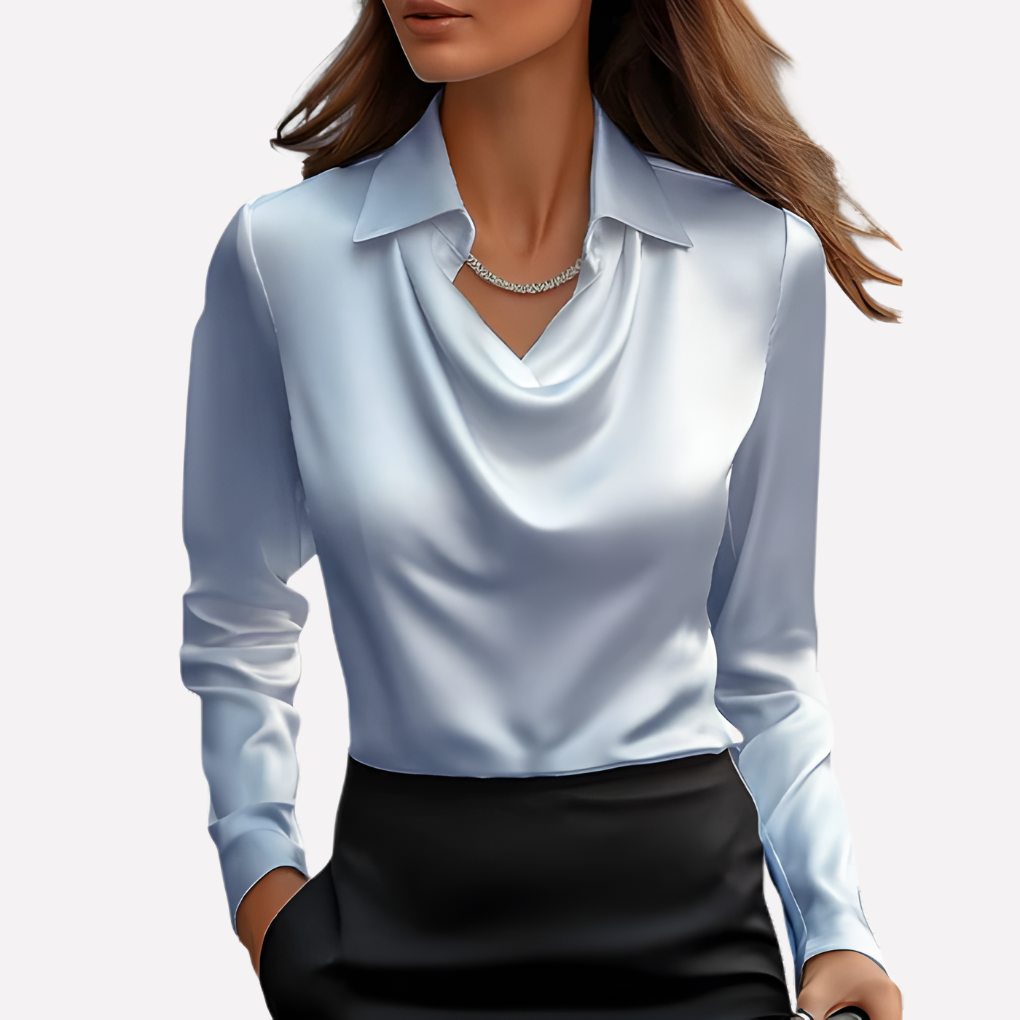 Olvoria | Women's Cowl Neck Long Sleeve Blouse