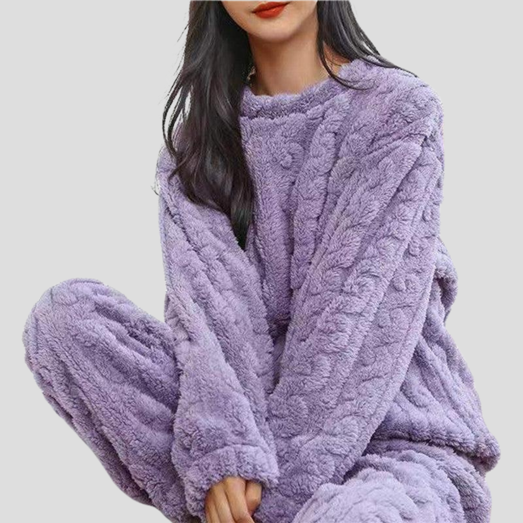 Olvoria | Women's Cozy Textured Fleece Pajama Set