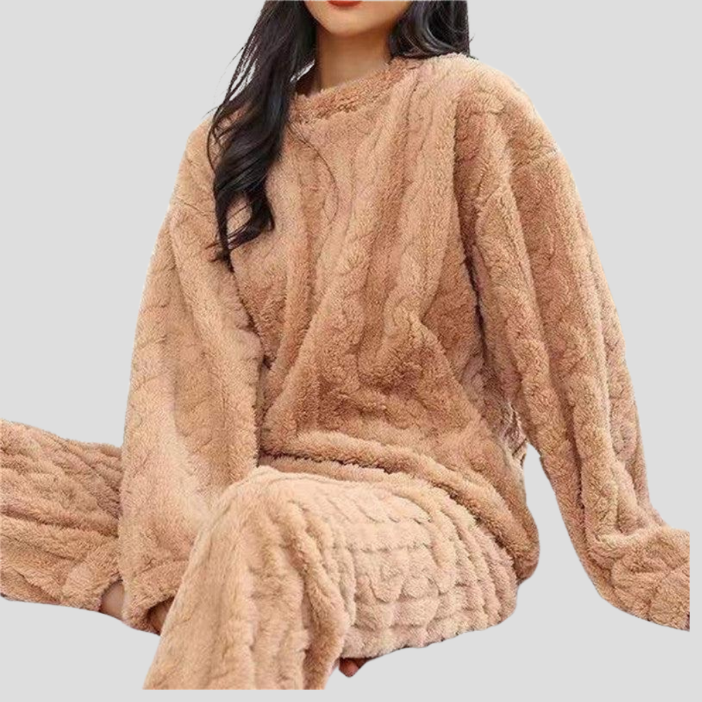 Olvoria | Women's Cozy Textured Fleece Pajama Set