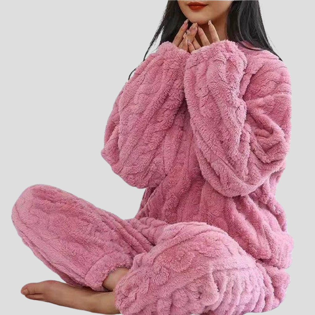 Olvoria | Women's Cozy Textured Fleece Pajama Set
