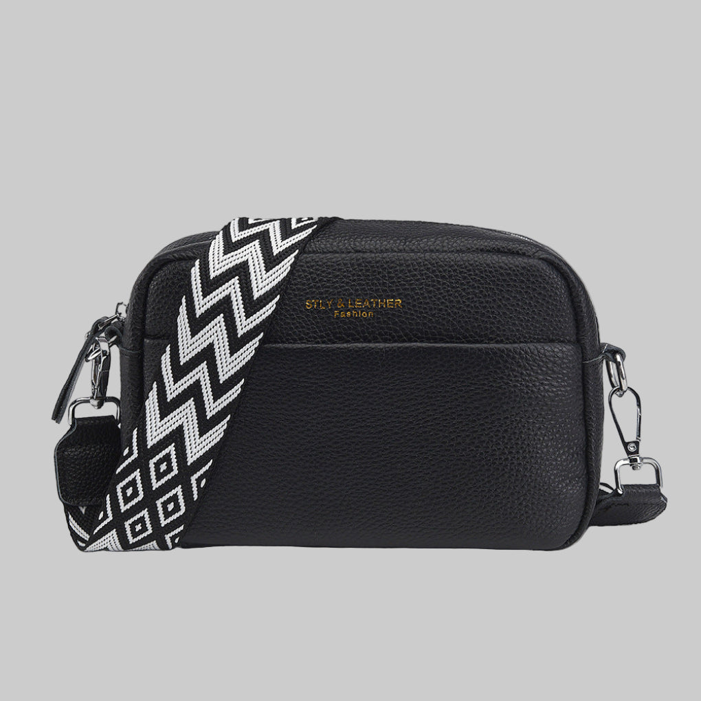 Olvoria | Women's Crossbody Camera Bag with Geometric Strap