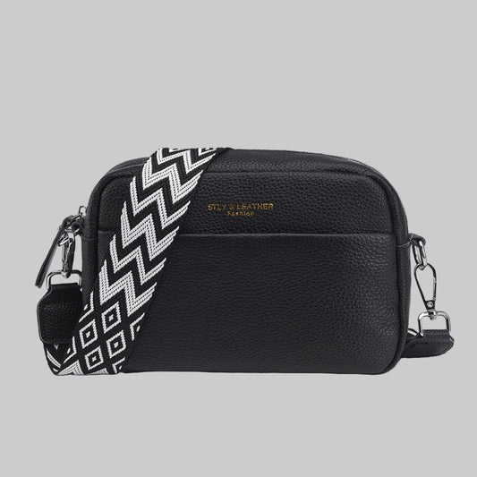 Olvoria | Women's Crossbody Camera Bag with Geometric Strap