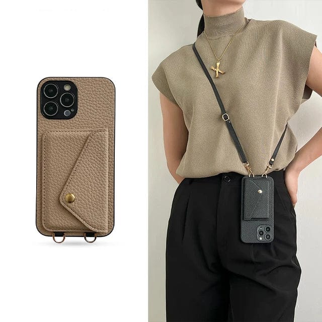 Olvoria | Women's Crossbody Phone Case with Card Holder & Lanyard