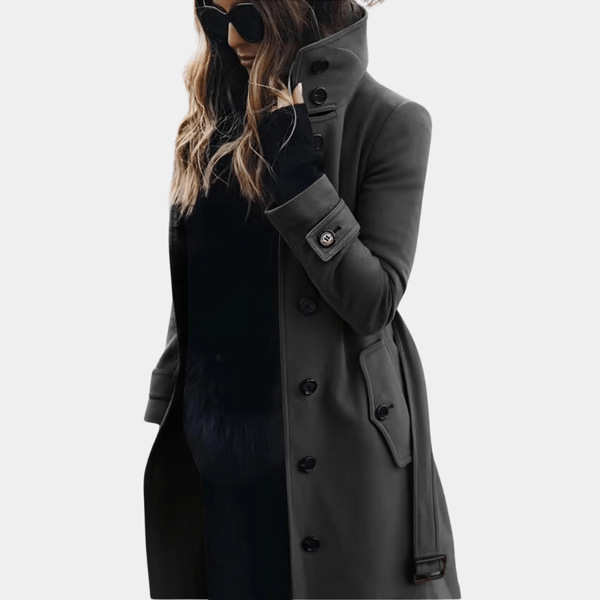 Olvoria | Women's Double-Breasted Trench Coat with Belt