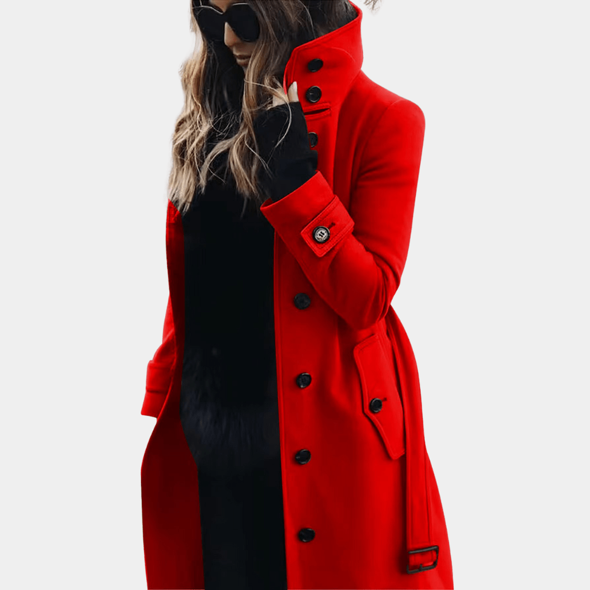 Olvoria | Women's Double-Breasted Trench Coat with Belt