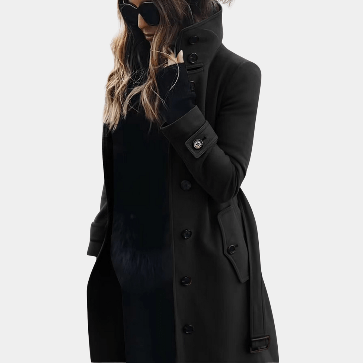 Olvoria | Women's Double-Breasted Trench Coat with Belt