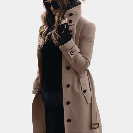 Olvoria | Women's Double-Breasted Trench Coat with Belt