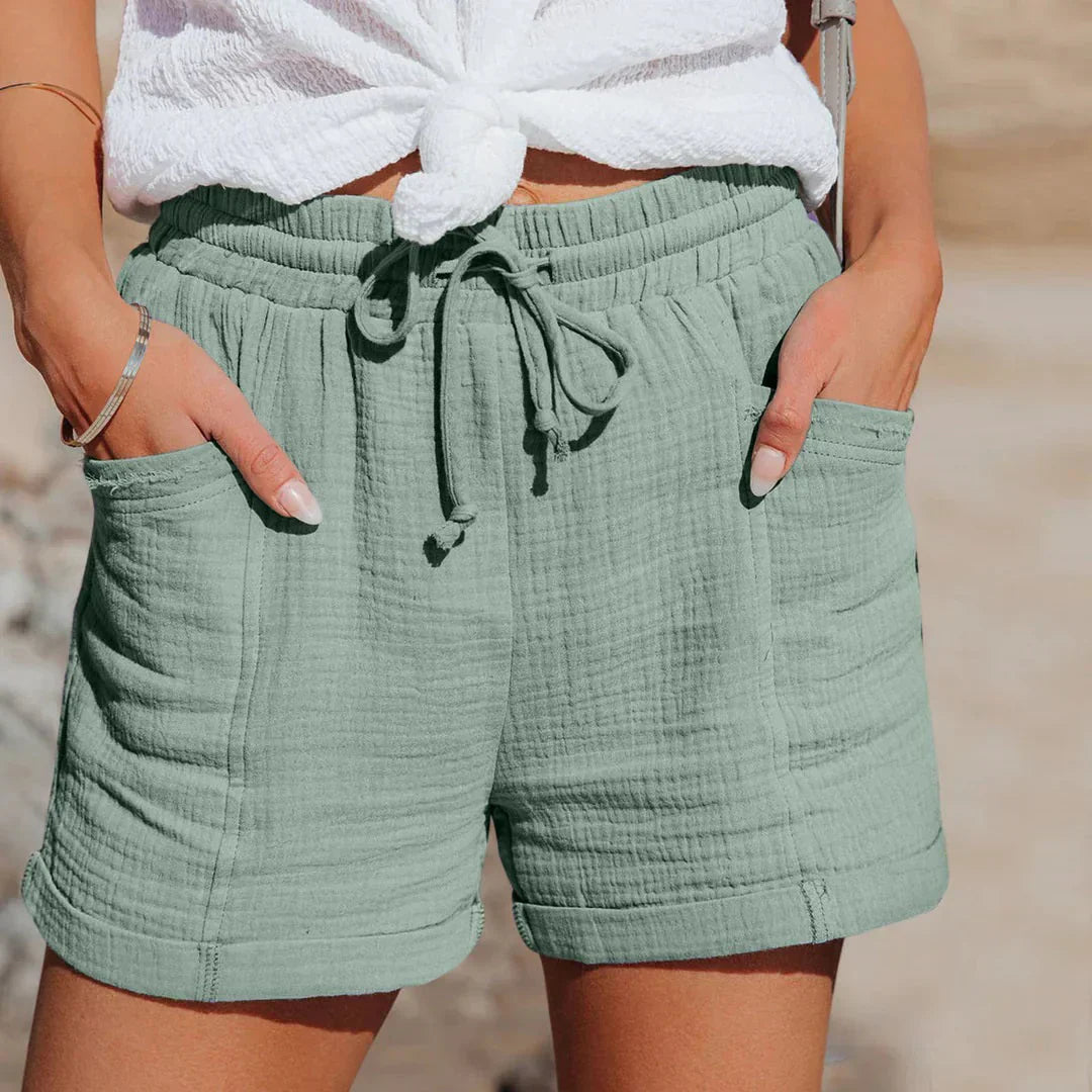 Olvoria | Women's Drawstring Waist Shorts with Pockets