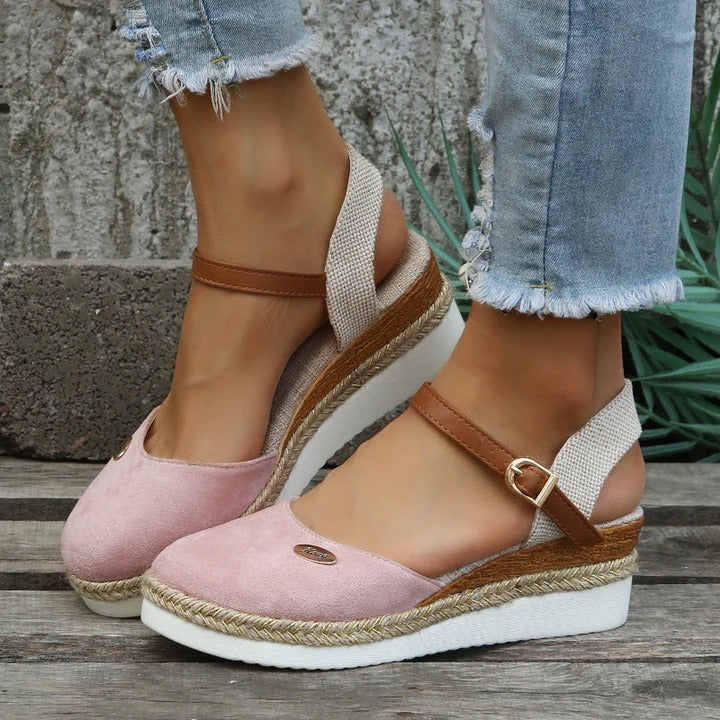 Olvoria | Women's Espadrille Wedge Sandals with Ankle Strap