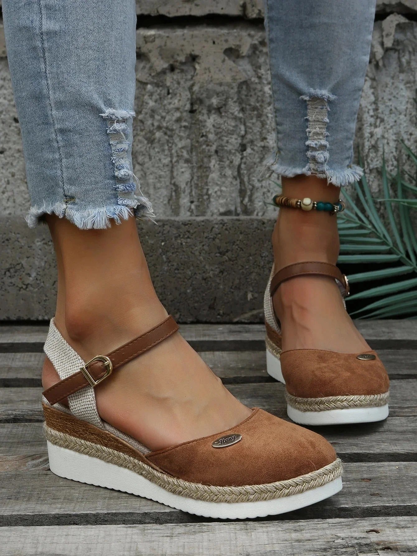 Olvoria | Women's Espadrille Wedge Sandals with Ankle Strap
