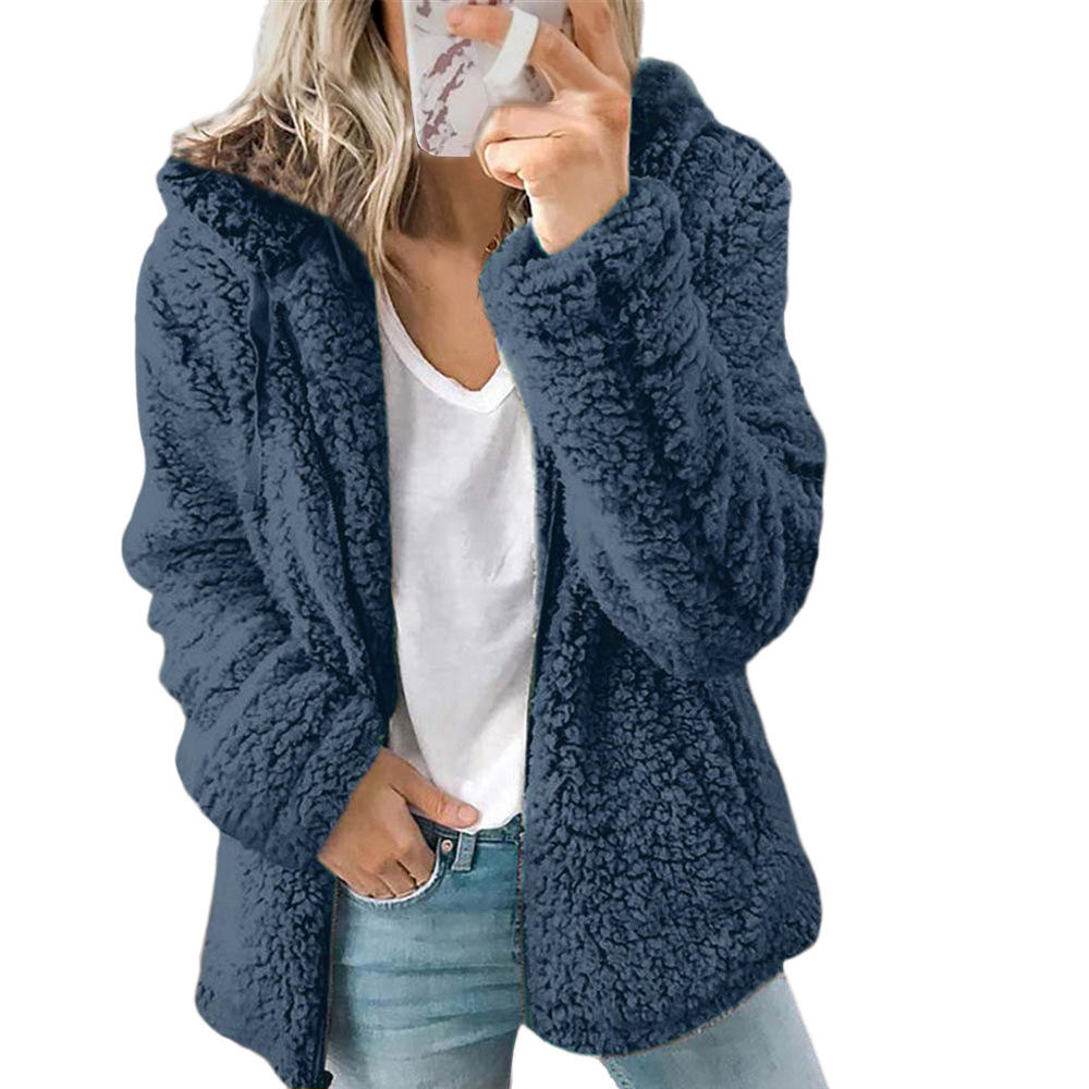 Olvoria Women's Fashion | Elegant Bear Teddy Fur Coat: Soft Fleece Coat with Pockets and Zipper
