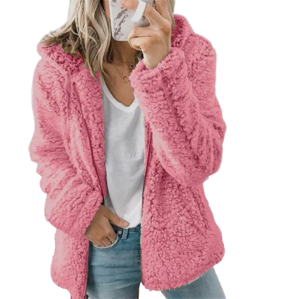 Olvoria Women's Fashion | Elegant Bear Teddy Fur Coat: Soft Fleece Coat with Pockets and Zipper