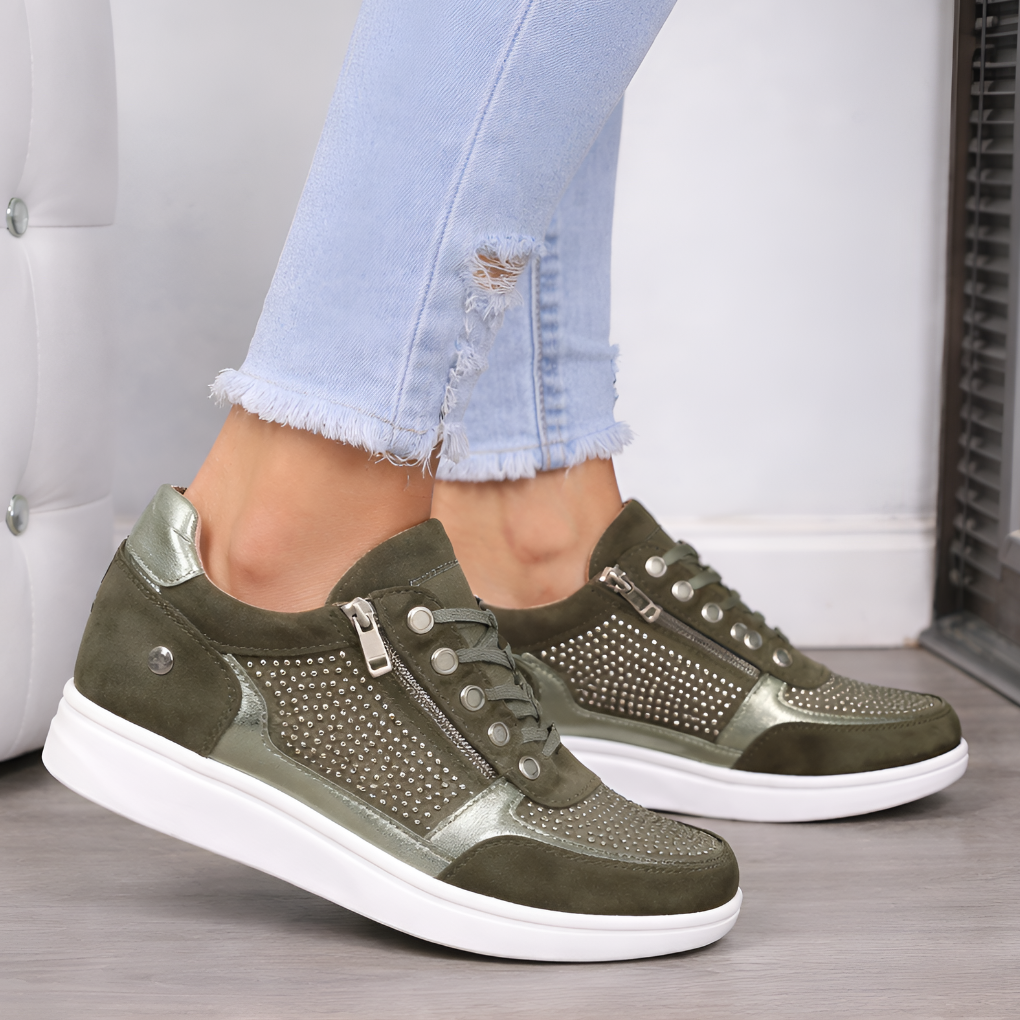 Olvoria | Women's Fashion Sneakers with Side Zip