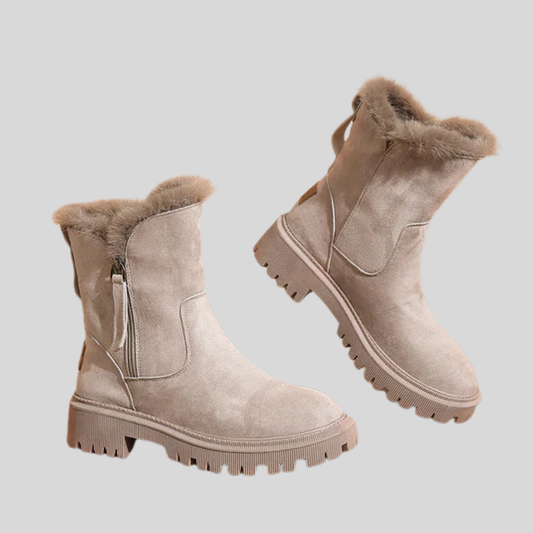 Olvoria | Women's Fur Lined Winter Boots with Side Zip