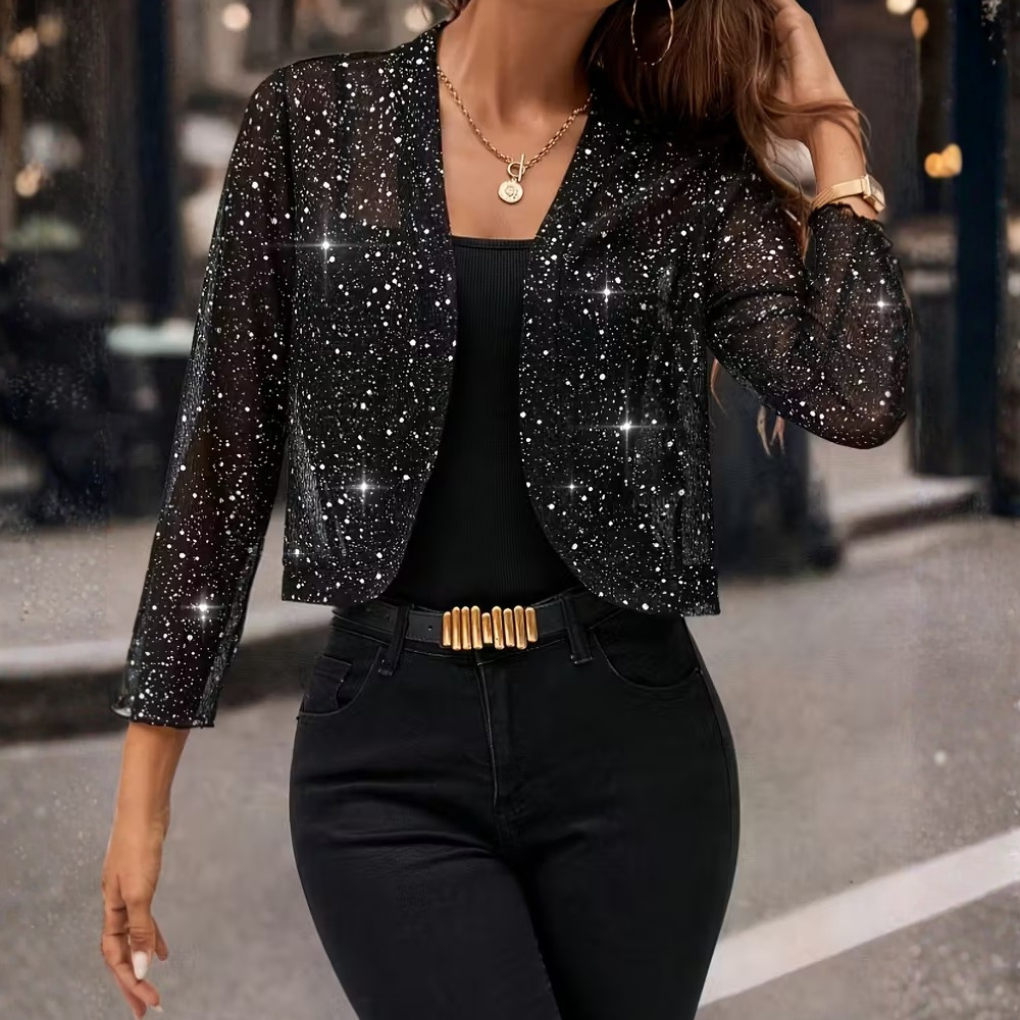 Olvoria | Women's Glitter Open Front Cardigan