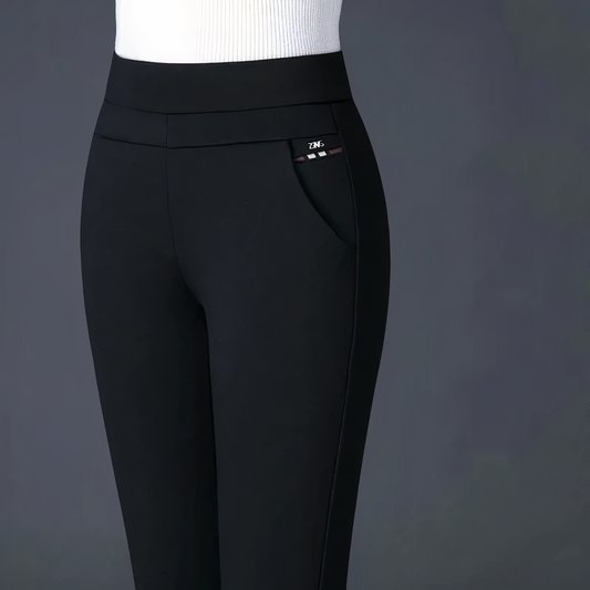 Olvoria | Women's High-Waist Pinstripe Trousers with Pockets