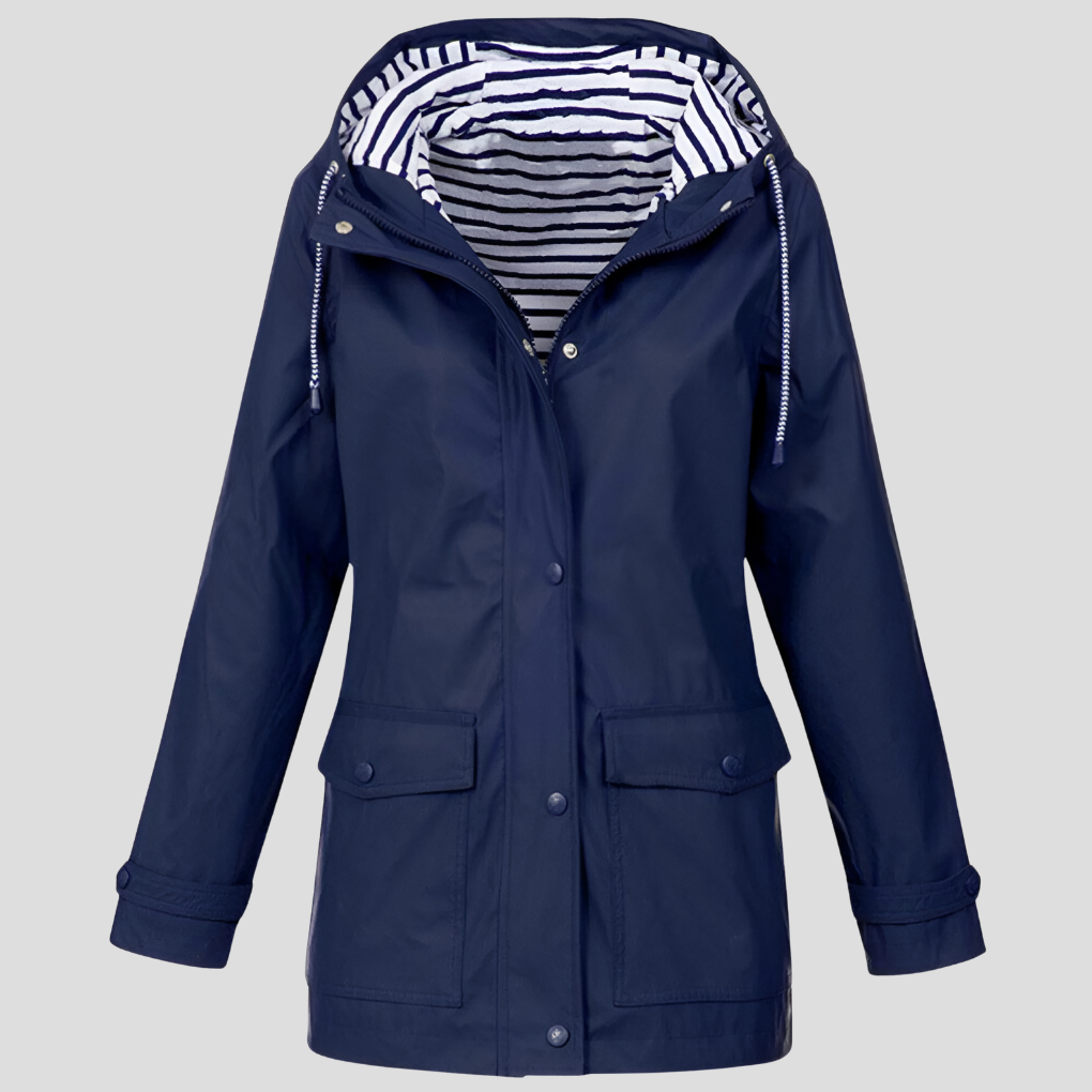 Olvoria | Women's Hooded Raincoat with Snap-Button Closure