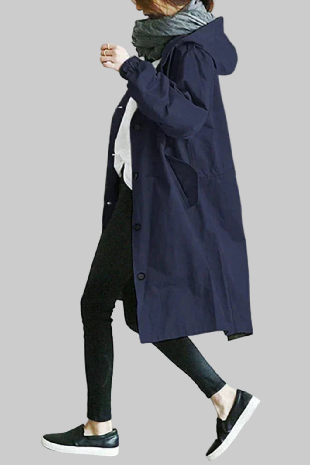 Olvoria | Women's Hooded Trench Coat - Relaxed Oversized Fit