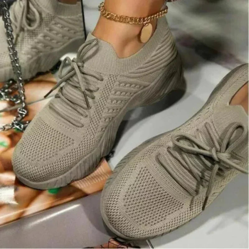 Olvoria | Women's Knit Orthopedic Sneakers with Lace-Up