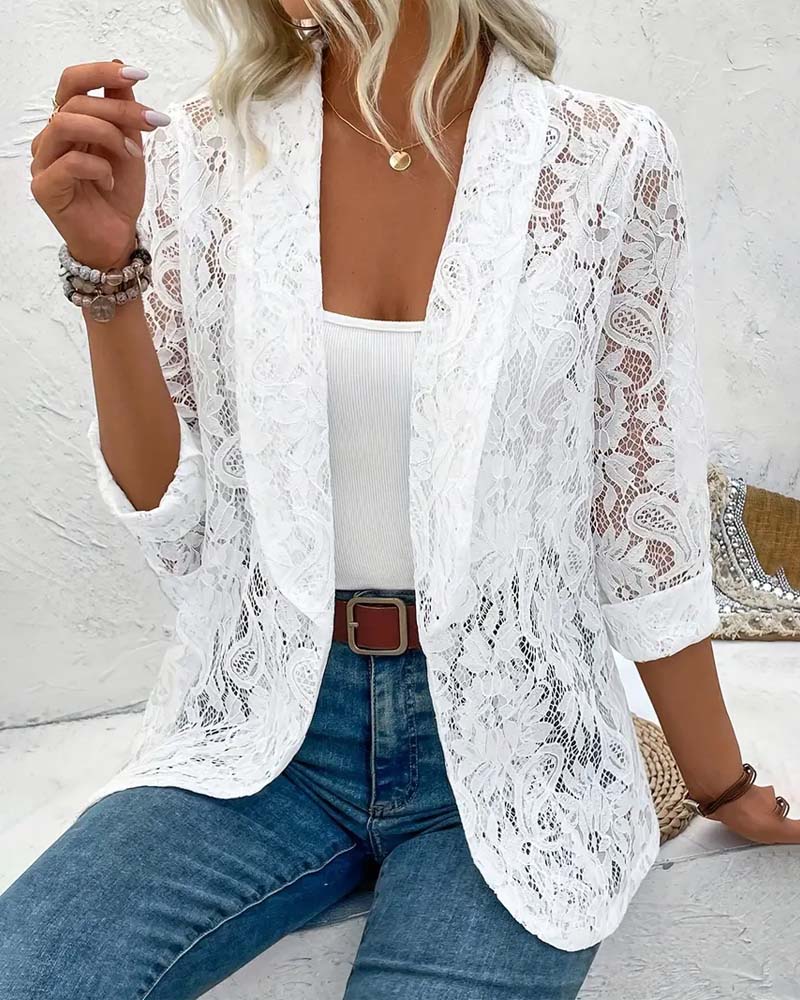 Olvoria | Women's Lace Open Front Blazer