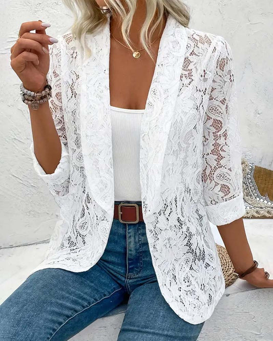 Olvoria | Women's Lace Open Front Blazer