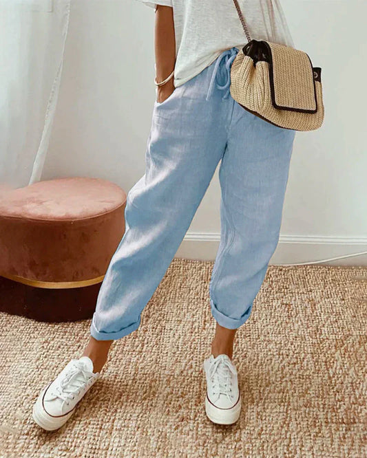 Olvoria | Women's Linen Drawstring Jogger Pants