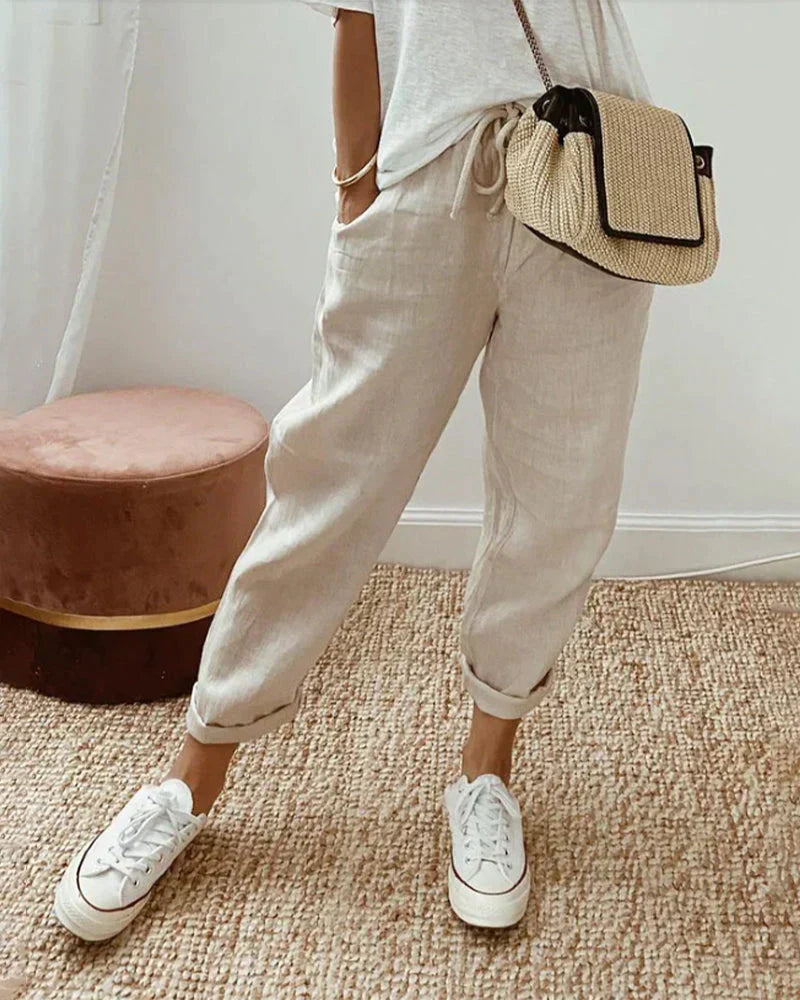 Olvoria | Women's Linen Drawstring Jogger Pants