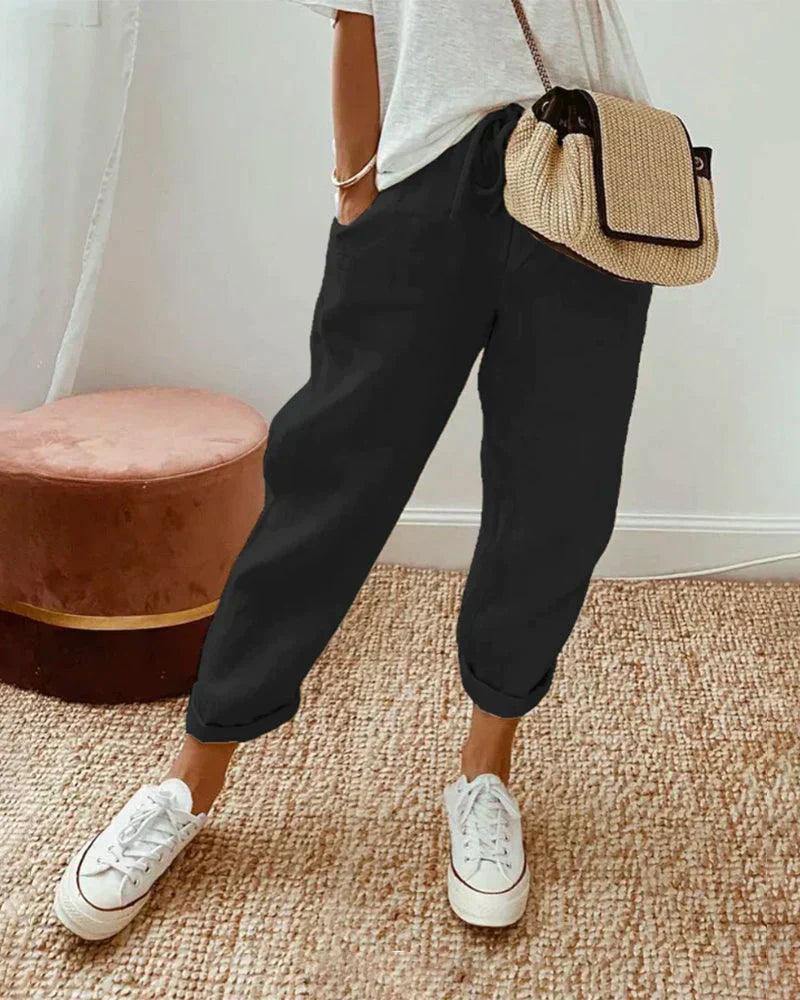 Olvoria | Women's Linen Drawstring Jogger Pants