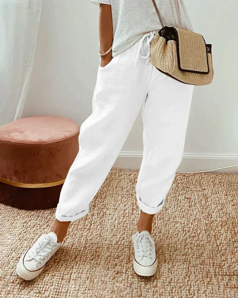 Olvoria | Women's Linen Drawstring Jogger Pants