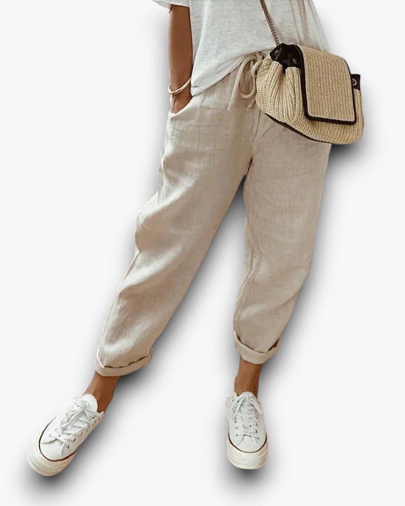 Olvoria | Women's Linen Drawstring Jogger Pants