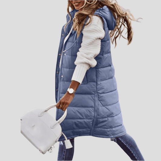 Olvoria | Women's Longline Hooded Puffer Vest