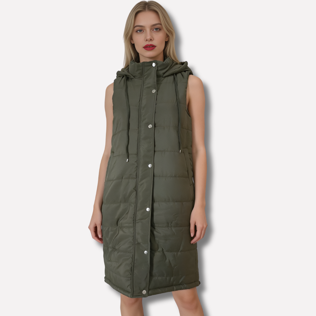 Olvoria | Women's Longline Hooded Puffer Vest