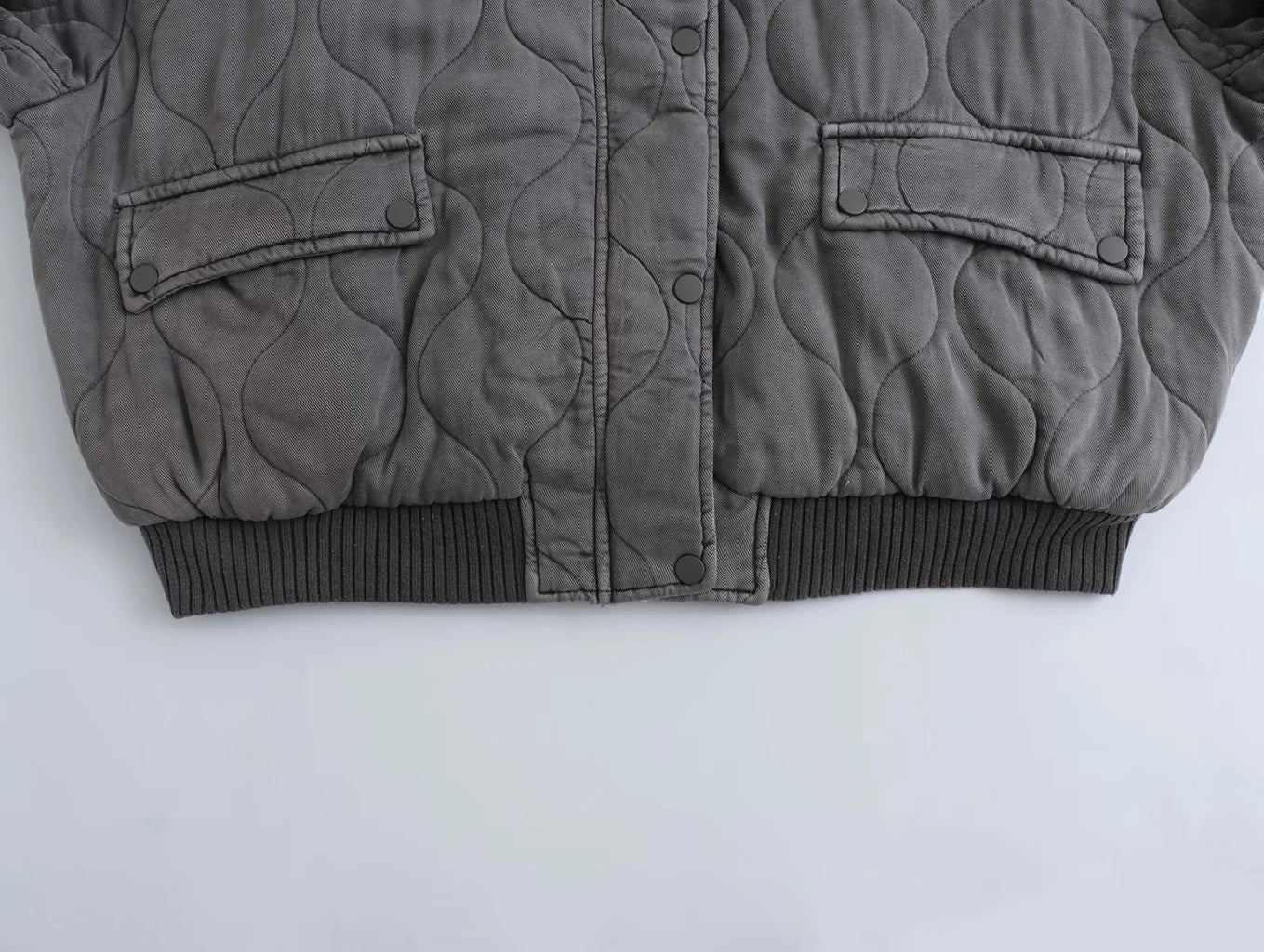 Olvoria - Women's Loose-Fitting Gray Bomber Jacket