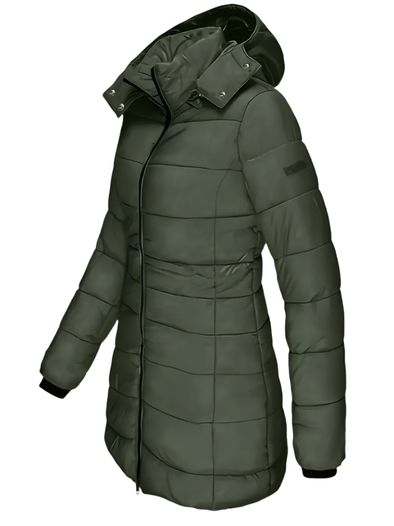 Olvoria | Women's Mid-Length Padded Winter Coat with Hood