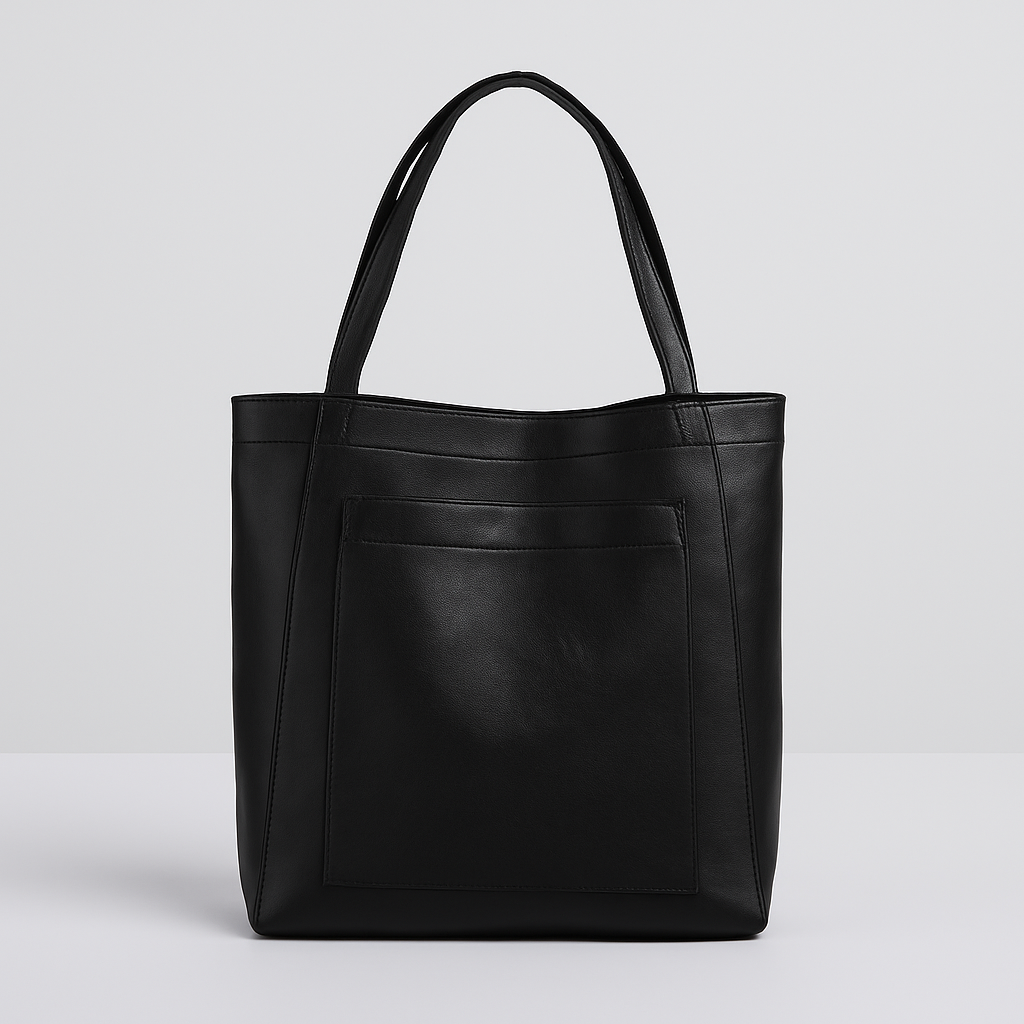 Olvoria | Women's Minimalist Tote Shoulder Bag with Exterior Pocket