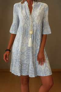 Olvoria | Robe midi femme imprimé cachemire avec manches à volants