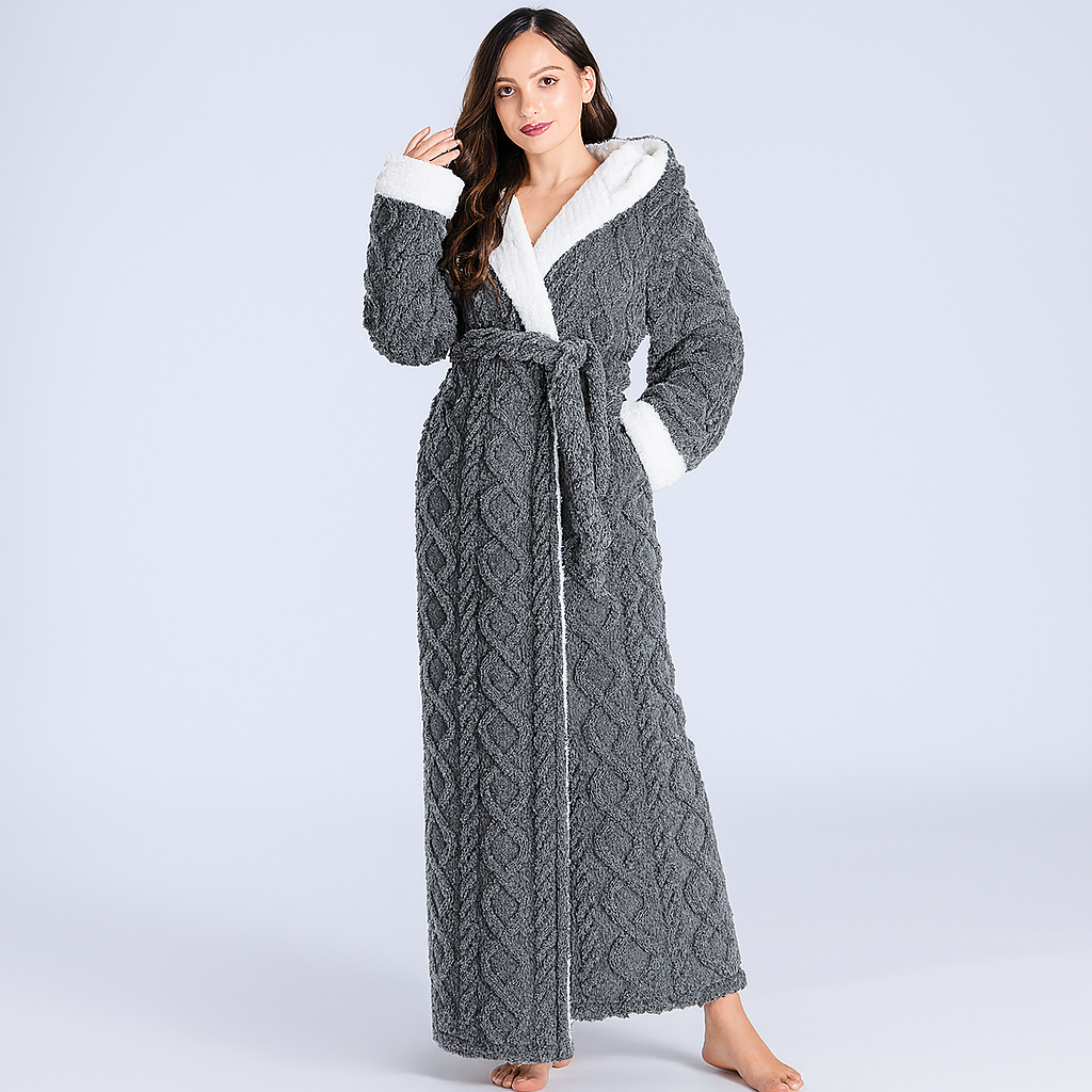 Olvoria | Women's Plush Hooded Bathrobe