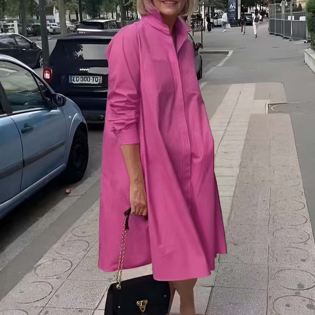 Olvoria | Women's Polo Shirt Dress with Button Placket