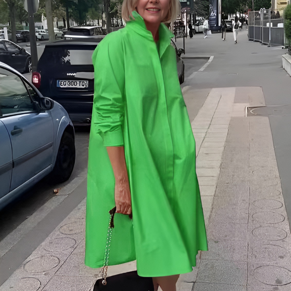 Olvoria | Women's Polo Shirt Dress with Button Placket