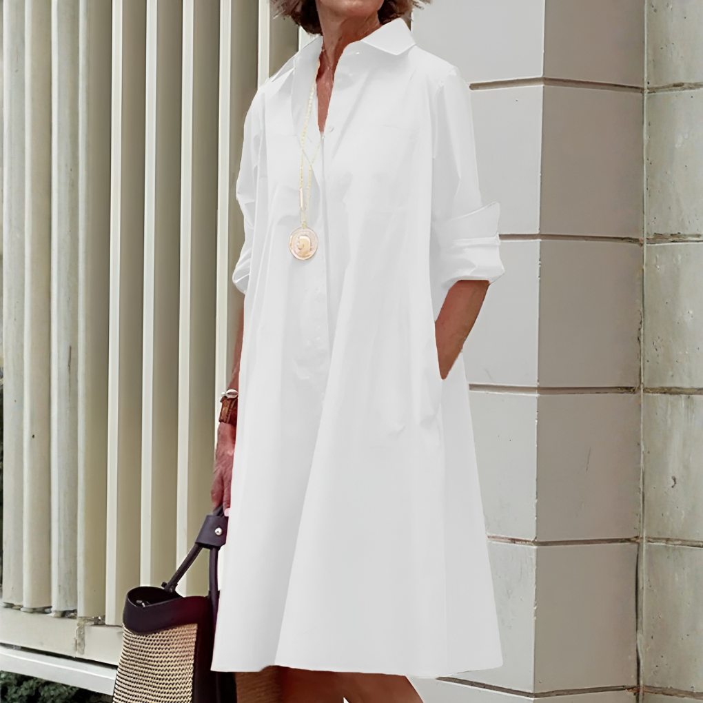 Olvoria | Women's Polo Shirt Dress with Button Placket