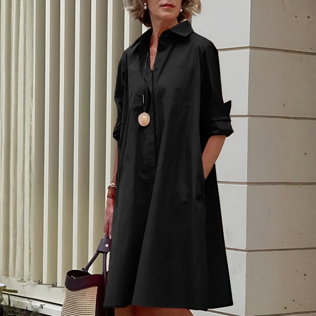 Olvoria | Women's Polo Shirt Dress with Button Placket