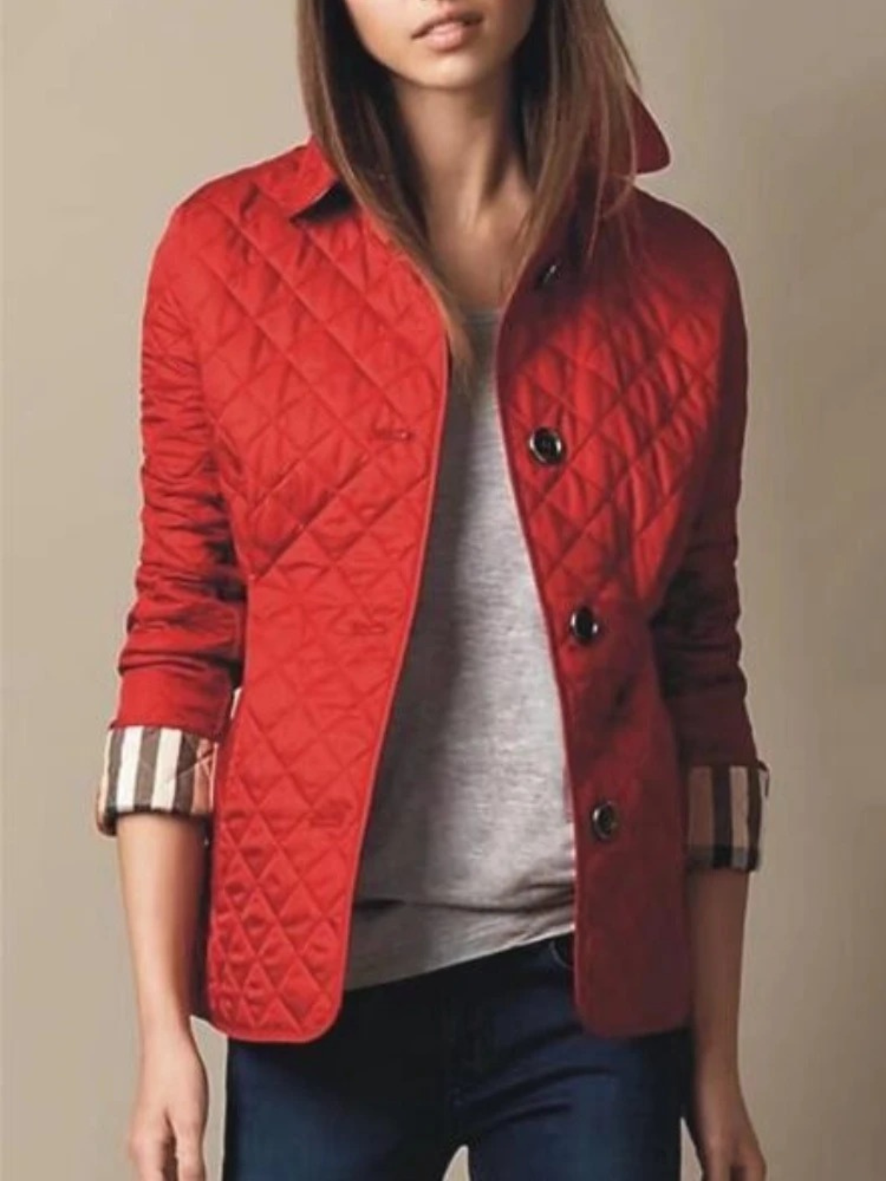 Olvoria | Women's Quilted Jacket with Turned-Down Collar