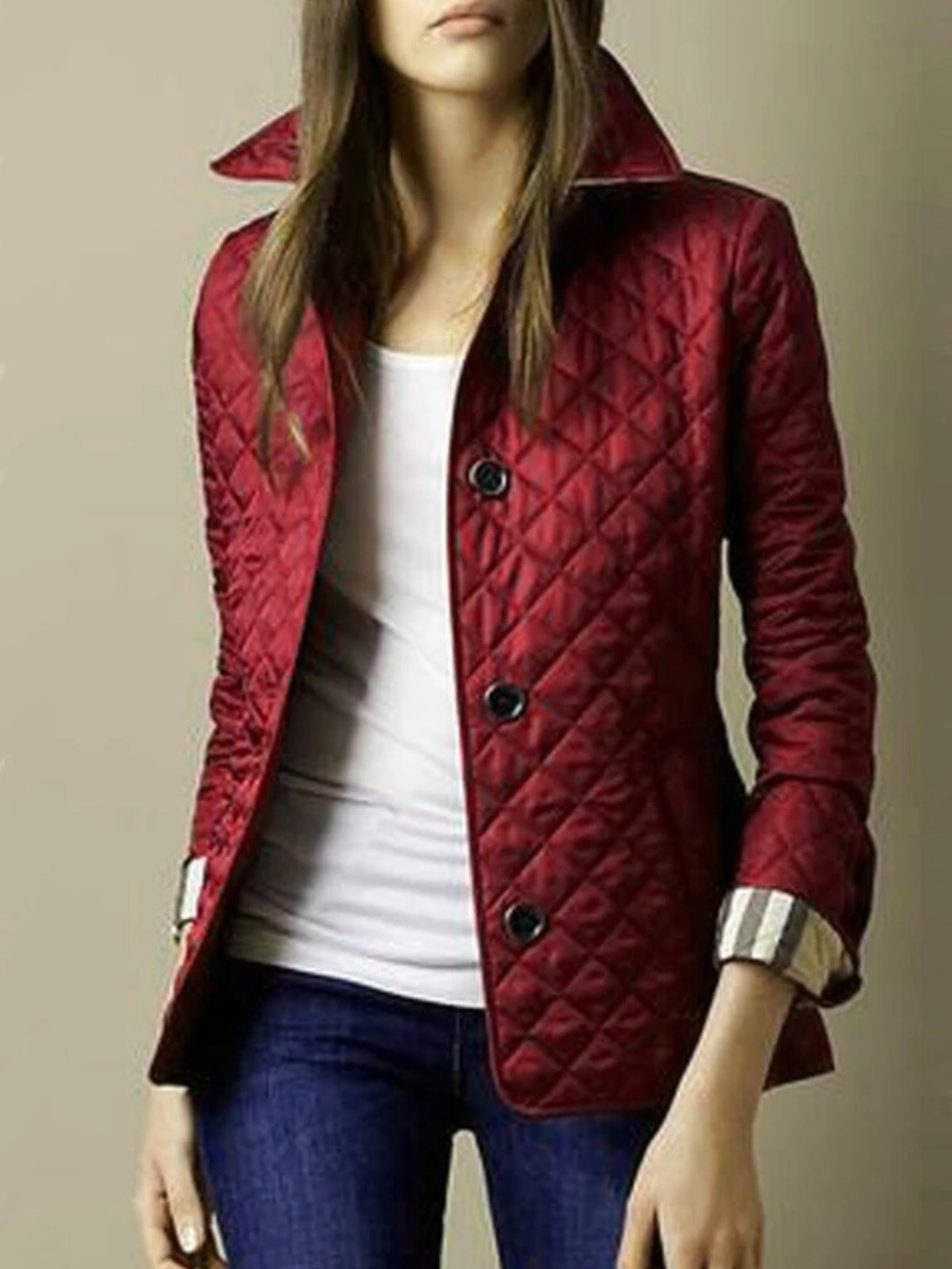 Olvoria | Women's Quilted Jacket with Turned-Down Collar