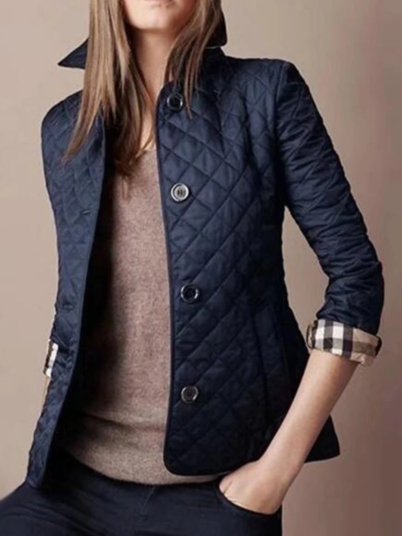Olvoria | Women's Quilted Jacket with Turned-Down Collar