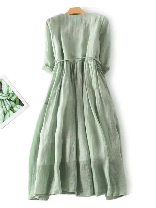 Olvoria | Women's Ruffle Front Midi Dress